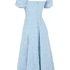 Tallulah Blue Ivory Floral Puff Sleeve Midi Dress Tallulah Blue Ivory Floral Puff Sleeve Midi Dress