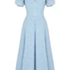 Tallulah Blue Ivory Floral Puff Sleeve Midi Dress Tallulah Blue Ivory Floral Puff Sleeve Midi Dress