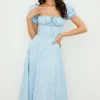 Tallulah Blue Ivory Floral Puff Sleeve Midi Dress Tallulah Blue Ivory Floral Puff Sleeve Midi Dress