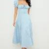 Tallulah Blue Ivory Floral Puff Sleeve Midi Dress Tallulah Blue Ivory Floral Puff Sleeve Midi Dress