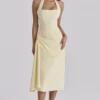 Tallulah Lemon Halter Neck Cotton Midi Dress Tallulah Lemon Halter Neck Cotton Midi Dress