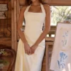 Tallulah Lemon Halter Neck Cotton Midi Dress Tallulah Lemon Halter Neck Cotton Midi Dress