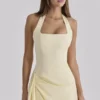 Tallulah Lemon Halter Neck Cotton Midi Dress Tallulah Lemon Halter Neck Cotton Midi Dress