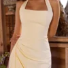 Tallulah Lemon Halter Neck Cotton Midi Dress Tallulah Lemon Halter Neck Cotton Midi Dress
