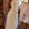 Tallulah Lemon Halter Neck Cotton Midi Dress Tallulah Lemon Halter Neck Cotton Midi Dress
