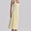 Tallulah Lemon Halter Neck Cotton Midi Dress Tallulah Lemon Halter Neck Cotton Midi Dress