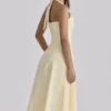 Tallulah Lemon Halter Neck Cotton Midi Dress Tallulah Lemon Halter Neck Cotton Midi Dress