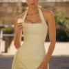 Tallulah Matcha Green Cotton Halter Neck Midi Dress Tallulah Matcha Green Cotton Halter Neck Midi Dress
