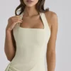 Tallulah Matcha Green Cotton Halter Neck Midi Dress Tallulah Matcha Green Cotton Halter Neck Midi Dress