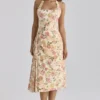 Tallulah Warm Rose Print Halter Neck Cotton Midi Dress Tallulah Warm Rose Print Halter Neck Cotton Midi Dress