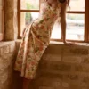 Tallulah Warm Rose Print Halter Neck Cotton Midi Dress Tallulah Warm Rose Print Halter Neck Cotton Midi Dress