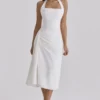 Tallulah White Halter Neck Cotton Midi Dress Tallulah White Halter Neck Cotton Midi Dress