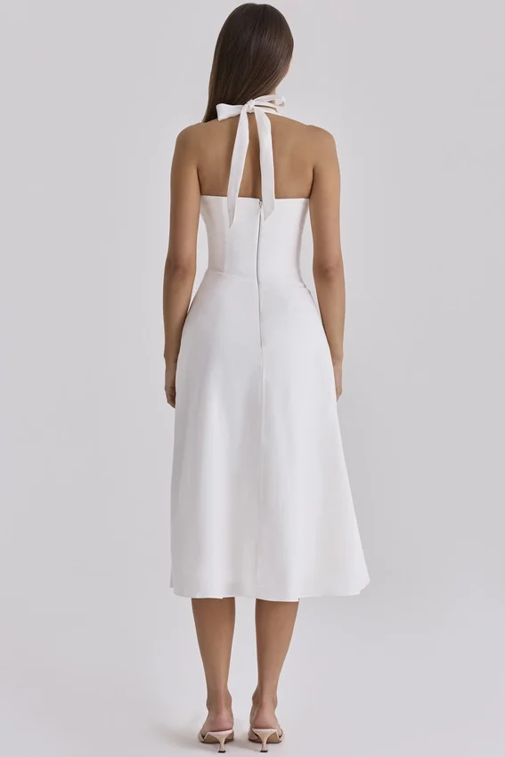 Tallulah White Halter Neck Cotton Midi Dress Tallulah White Halter Neck Cotton Midi Dress
