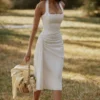 Tallulah White Halter Neck Cotton Midi Dress Tallulah White Halter Neck Cotton Midi Dress