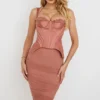 Talya Antique Rose Corset Midi Dress Talya Antique Rose Corset Midi Dress