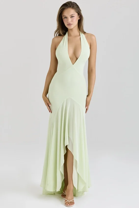 Tamara Pistachio Georgette Draped Midi Dress Tamara Pistachio Georgette Draped Midi Dress
