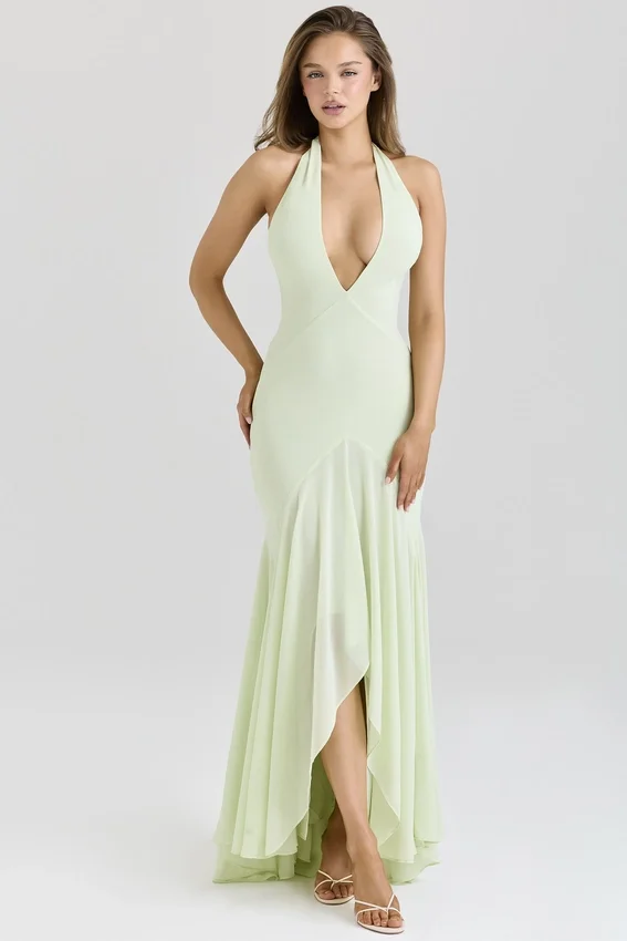 Tamara Pistachio Georgette Draped Midi Dress Tamara Pistachio Georgette Draped Midi Dress