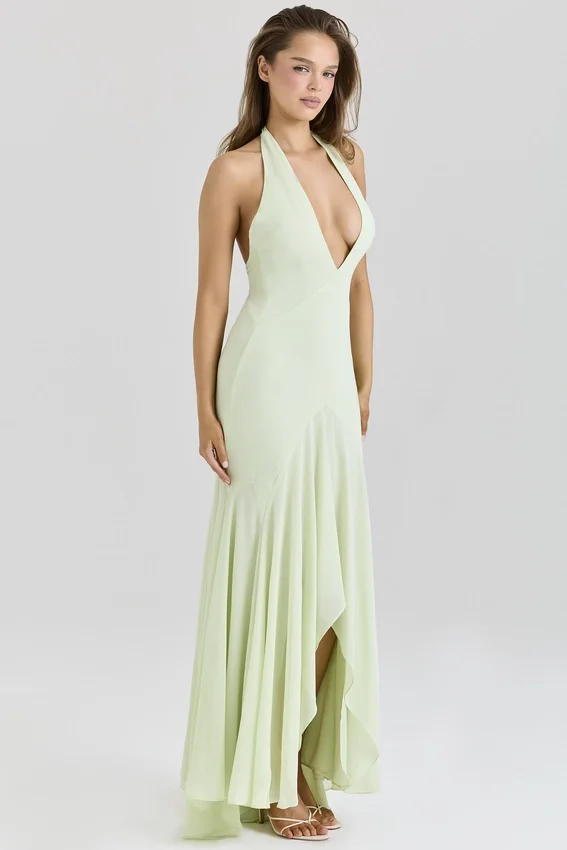 Tamara Pistachio Georgette Draped Midi Dress Tamara Pistachio Georgette Draped Midi Dress