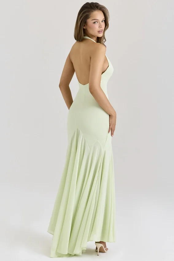 Tamara Pistachio Georgette Draped Midi Dress Tamara Pistachio Georgette Draped Midi Dress