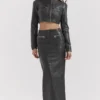 Tana Black Vegan Leather Maxi Skirt
