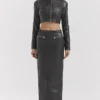 Ione Black Vegan Leather Cropped Top