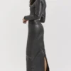 Tana Black Vegan Leather Maxi Skirt