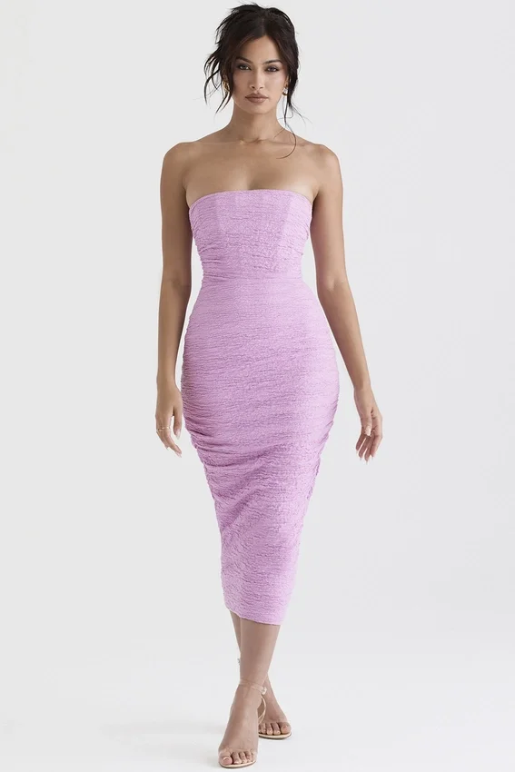 Tana Pink Strapless Corset Midi Dress Tana Pink Strapless Corset Midi Dress