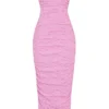 Tana Pink Strapless Corset Midi Dress Tana Pink Strapless Corset Midi Dress