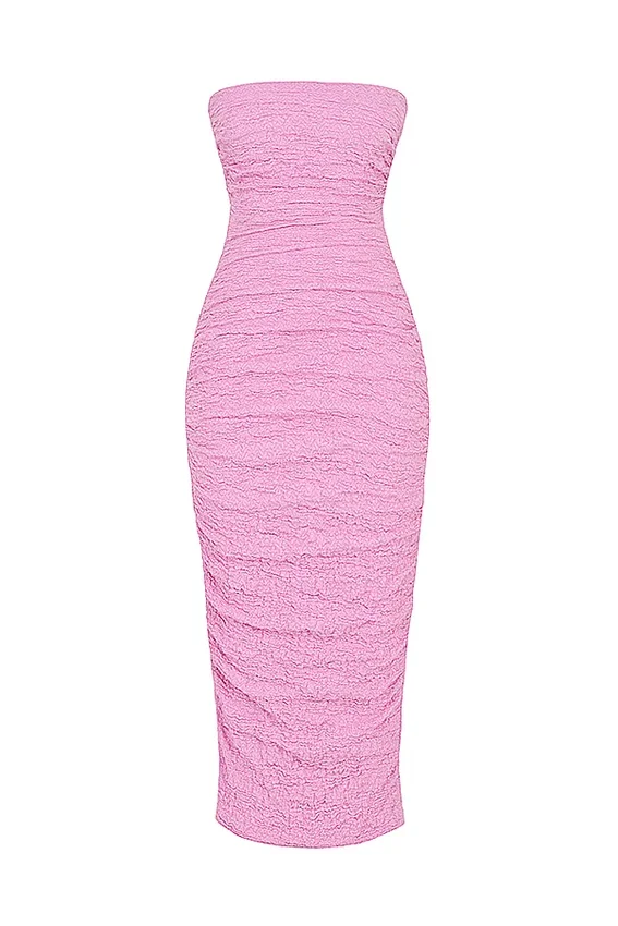 Tana Pink Strapless Corset Midi Dress Tana Pink Strapless Corset Midi Dress