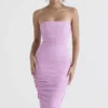 Tana Pink Strapless Corset Midi Dress Tana Pink Strapless Corset Midi Dress