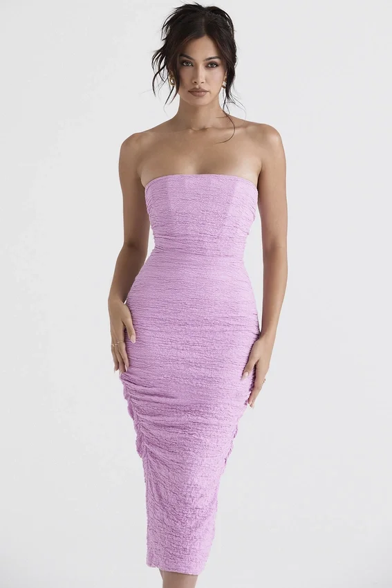 Tana Pink Strapless Corset Midi Dress Tana Pink Strapless Corset Midi Dress