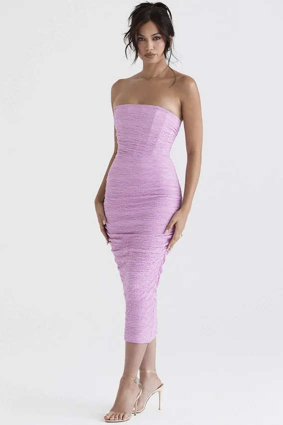 Tana Pink Strapless Corset Midi Dress Tana Pink Strapless Corset Midi Dress