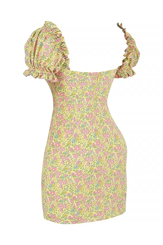 Tanaya Vintage Floral Puff Sleeve Mini Dress Tanaya Vintage Floral Puff Sleeve Mini Dress