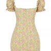 Tanaya Vintage Floral Puff Sleeve Mini Dress Tanaya Vintage Floral Puff Sleeve Mini Dress