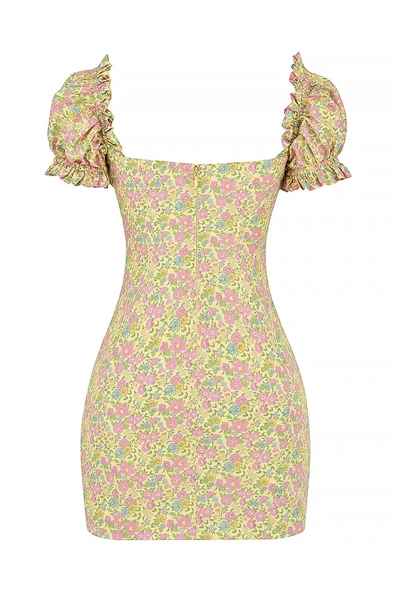 Tanaya Vintage Floral Puff Sleeve Mini Dress Tanaya Vintage Floral Puff Sleeve Mini Dress