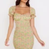 Tanaya Vintage Floral Puff Sleeve Mini Dress Tanaya Vintage Floral Puff Sleeve Mini Dress
