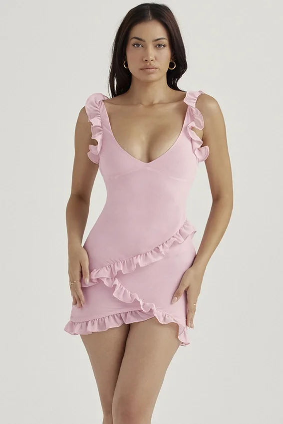 Tania Pink Quartz Ruffle Mini Dress Tania Pink Quartz Ruffle Mini Dress