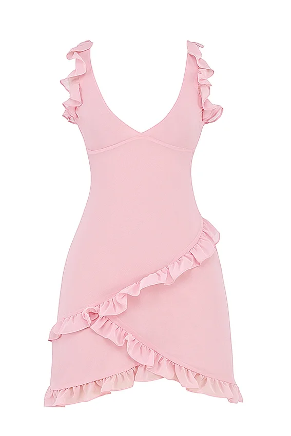 Tania Pink Quartz Ruffle Mini Dress Tania Pink Quartz Ruffle Mini Dress