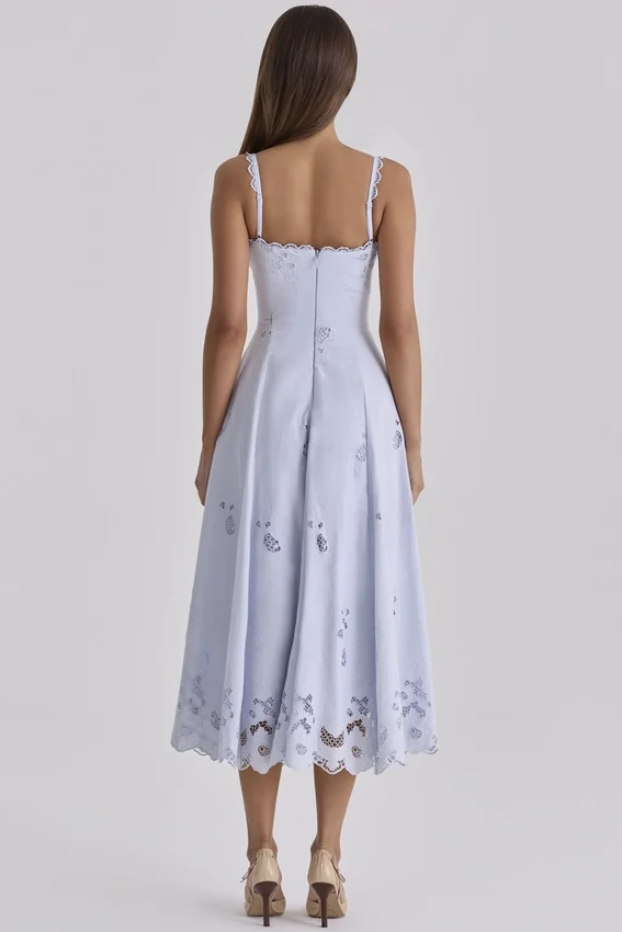 Tatiana Bluebell Lace + Cotton Broderie Anglais Midi Sundress Tatiana Bluebell Lace + Cotton Broderie Anglais Midi Sundress