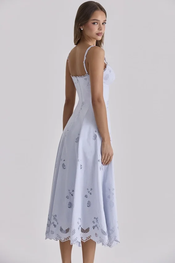 Tatiana Bluebell Lace + Cotton Broderie Anglais Midi Sundress Tatiana Bluebell Lace + Cotton Broderie Anglais Midi Sundress