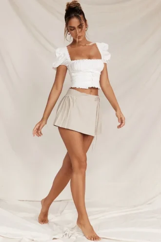 Tatum Stone Pleated Wrap Mini Skirt