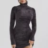 Taya Charcoal Chenille Mini Dress Taya Charcoal Chenille Mini Dress