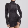 Taya Charcoal Chenille Mini Dress Taya Charcoal Chenille Mini Dress