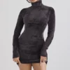 Taya Charcoal Chenille Mini Dress Taya Charcoal Chenille Mini Dress