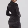 Taya Charcoal Chenille Mini Dress Taya Charcoal Chenille Mini Dress