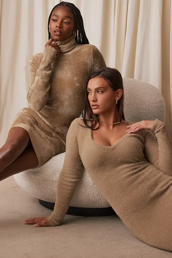 Taya Fawn Chenille Mini Dress Taya Fawn Chenille Mini Dress