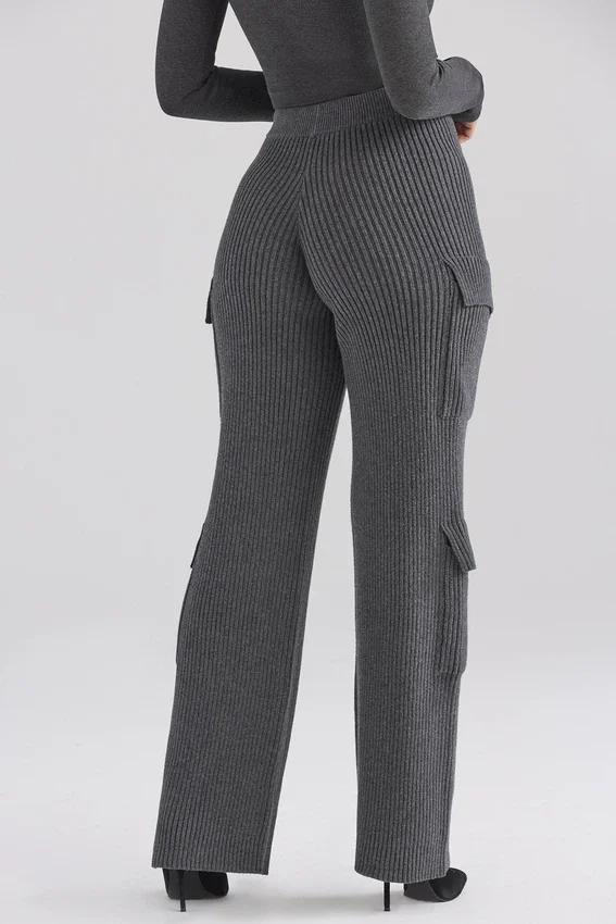 Tea Charcoal Knitted Utility Trousers Tea Charcoal Knitted Utility Trousers