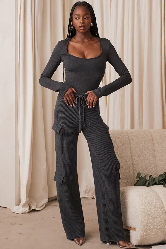 Tea Charcoal Knitted Utility Trousers Tea Charcoal Knitted Utility Trousers