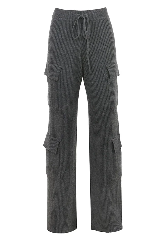 Tea Charcoal Knitted Utility Trousers Tea Charcoal Knitted Utility Trousers