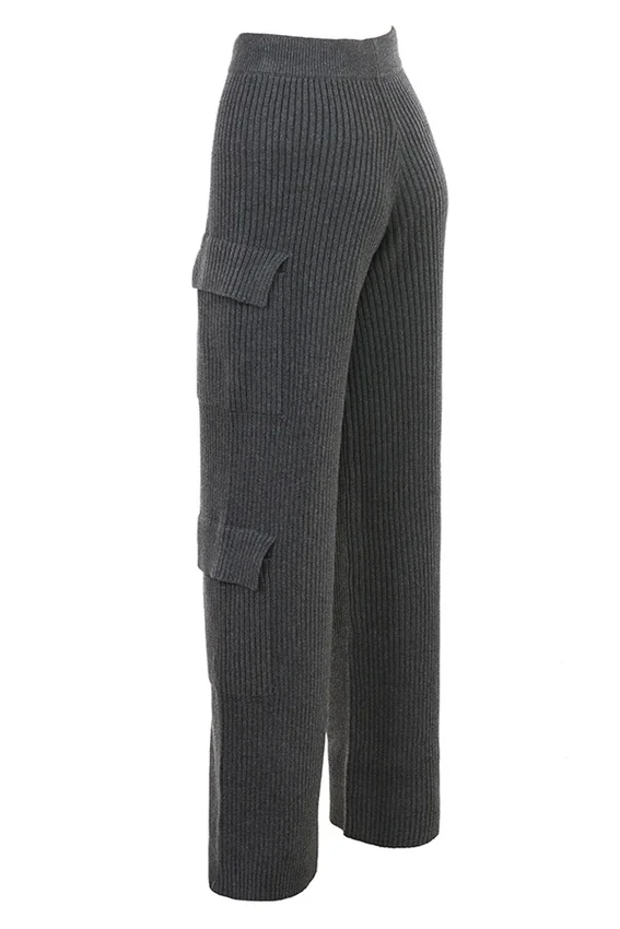 Tea Charcoal Knitted Utility Trousers Tea Charcoal Knitted Utility Trousers